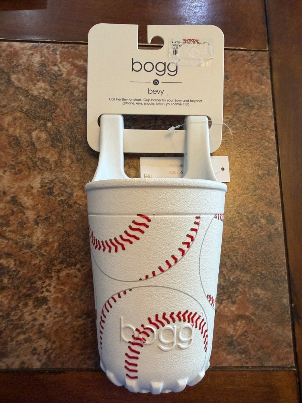 Bogg White Baseball Print Cup Holder